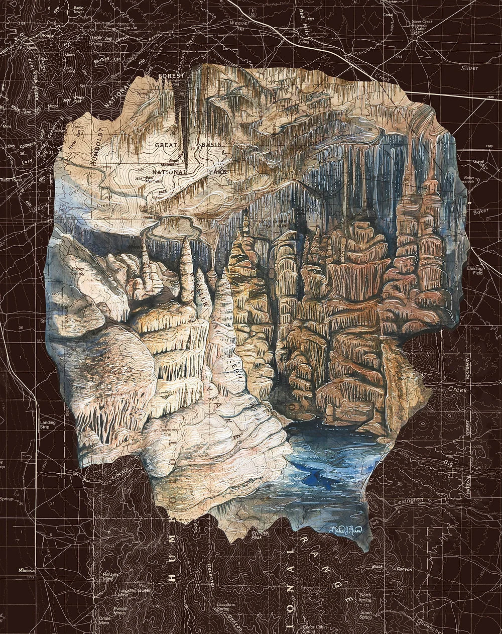 final switchback greeting card featuring Katie Jeanne Reim's Lehman Caves Great Basin National Park, Nevada, print