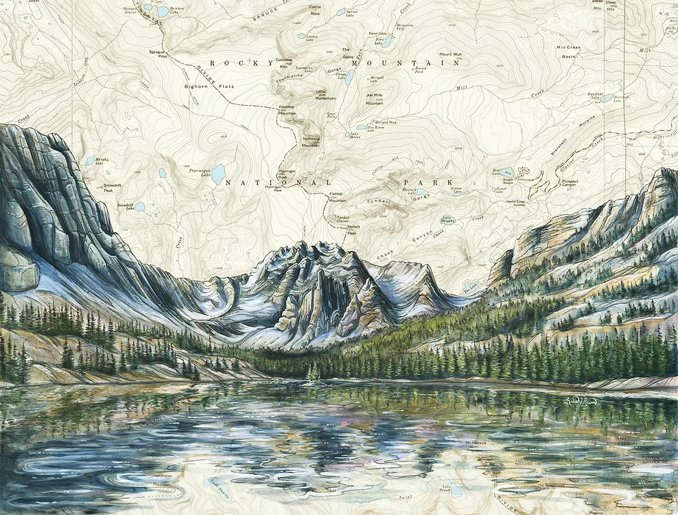 final switchback print of Loch Rocky Mountain National Park, Colorado, by artist Katie Jeanne Reim