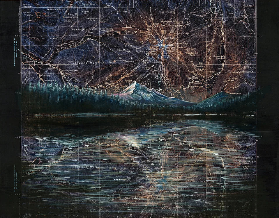 final switchback greeting card featuring Katie Jeanne Reim's Milky way over lost lake Mount Hood, Oregon, print