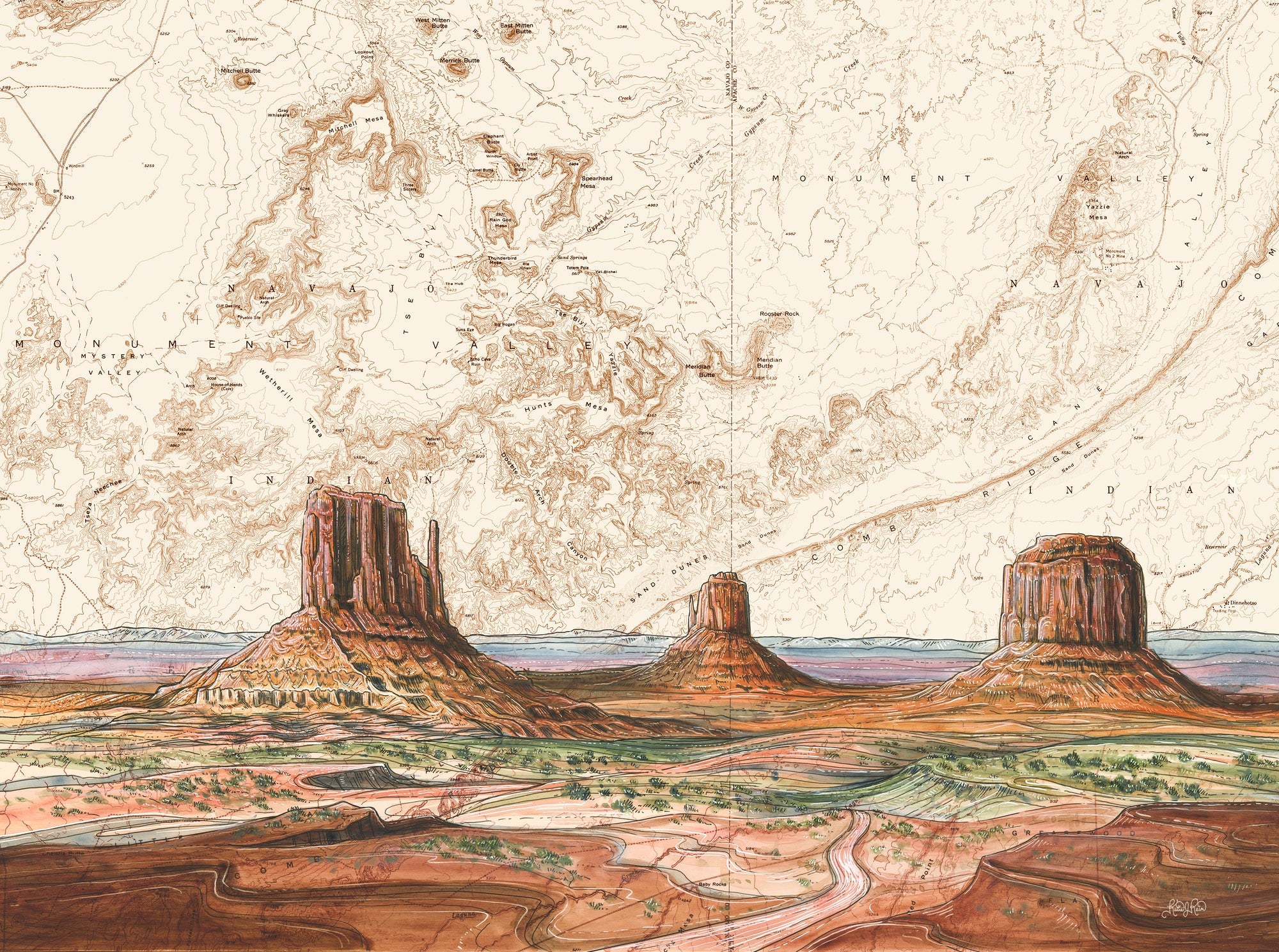 final switchback nature-inspired print of Monument Valley, Arizona, by artist Katie Jeanne Reim