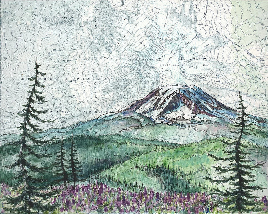 final switchback print of mount adams summer in washington by Katie Jeanne Reim