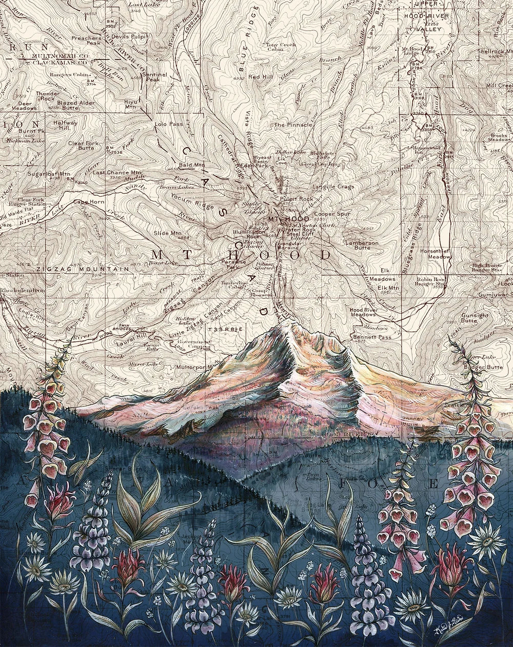 final switchback greeting card featuring Katie Jeanne Reim's Mount Hood Lolo Pass, Oregon, print