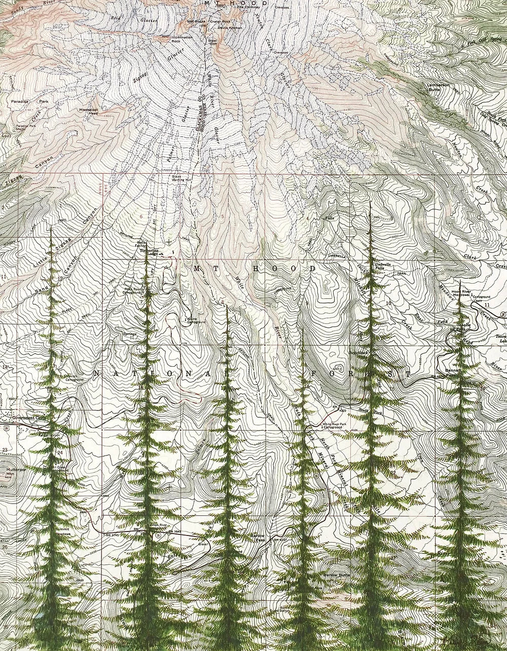 final switchback greeting card featuring Katie Jeanne Reim's Mount Hood National Park, Oregon, print