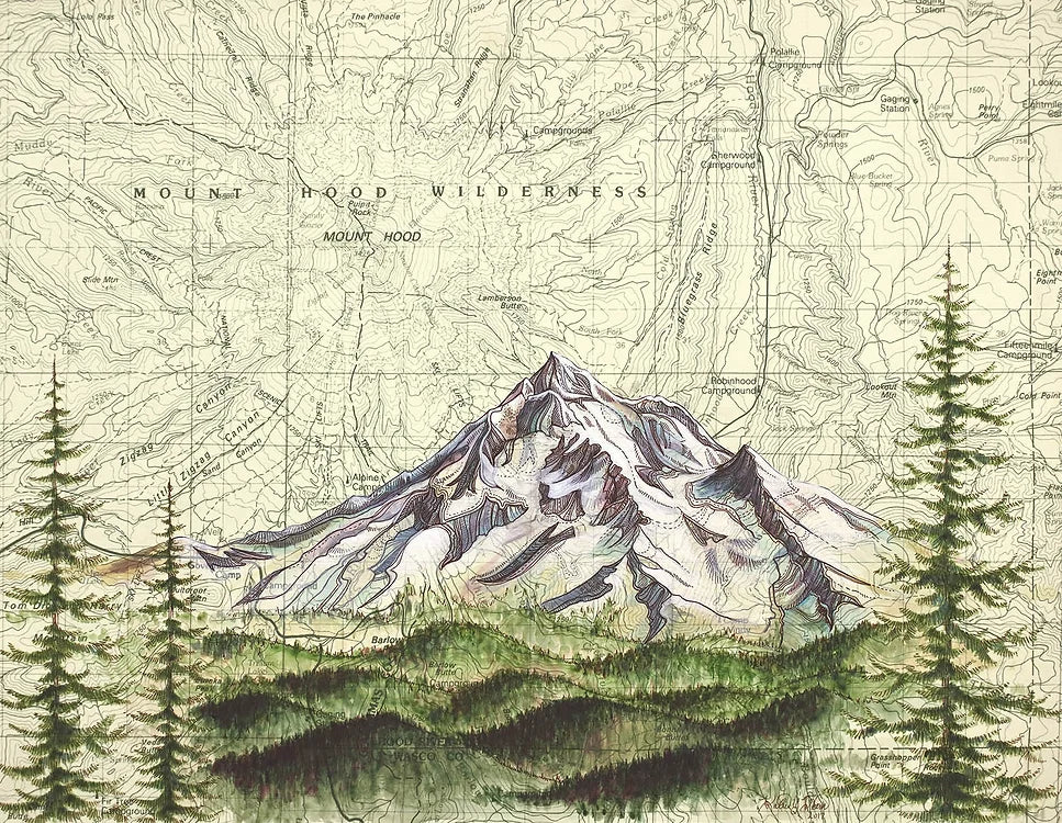 final switchback print of Mount Hood Wilderness, Oregon, by artist Katie Jeanne Reim