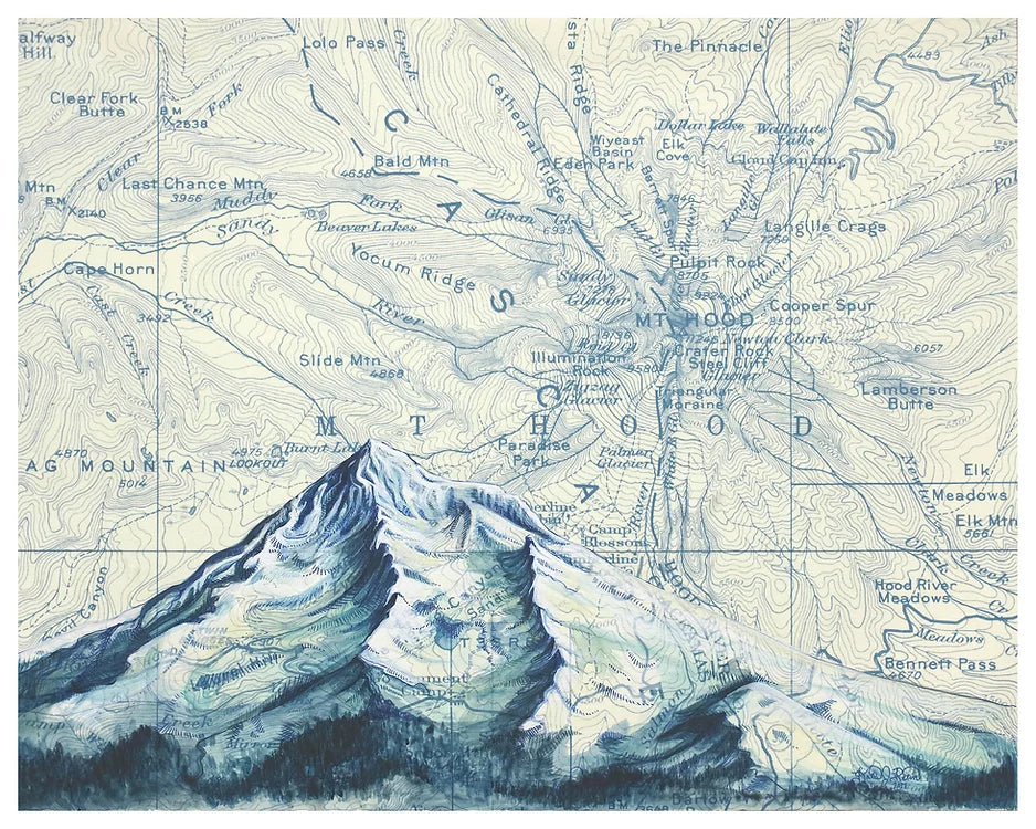 final switchback greeting card featuring Katie Jeanne Reim's Mount Hood, Oregon, print