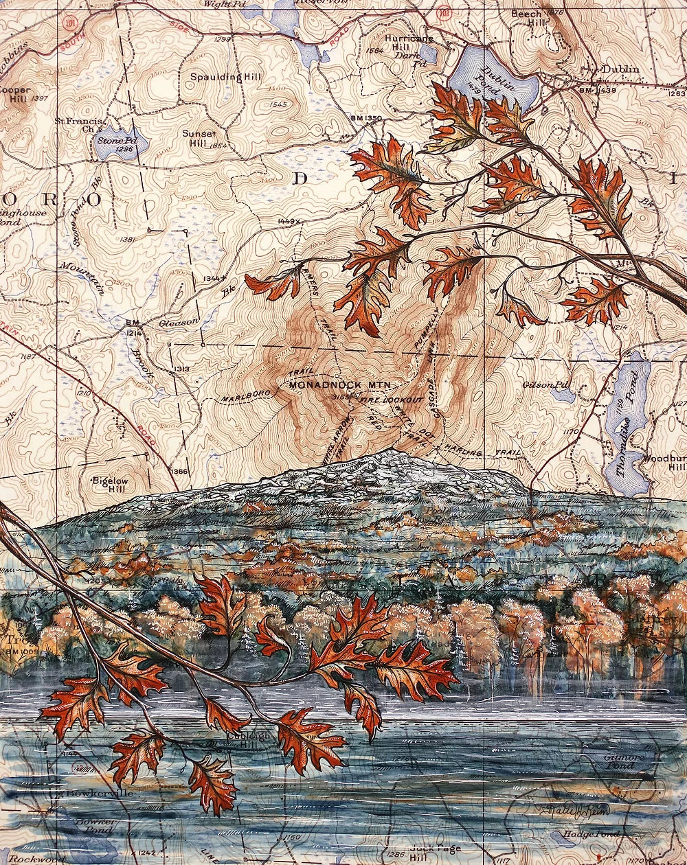 final switchback greeting card featuring Katie Jeanne Reim's Mount Monadnock Park, New Hampshire, print