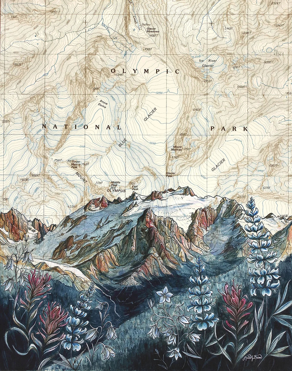 final switchback print of mount olympus national park in washington by Katie Jeanne Reim
