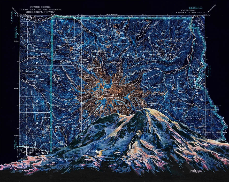 final switchback print of the mount rainier night in washington by Katie Jeanne Reim