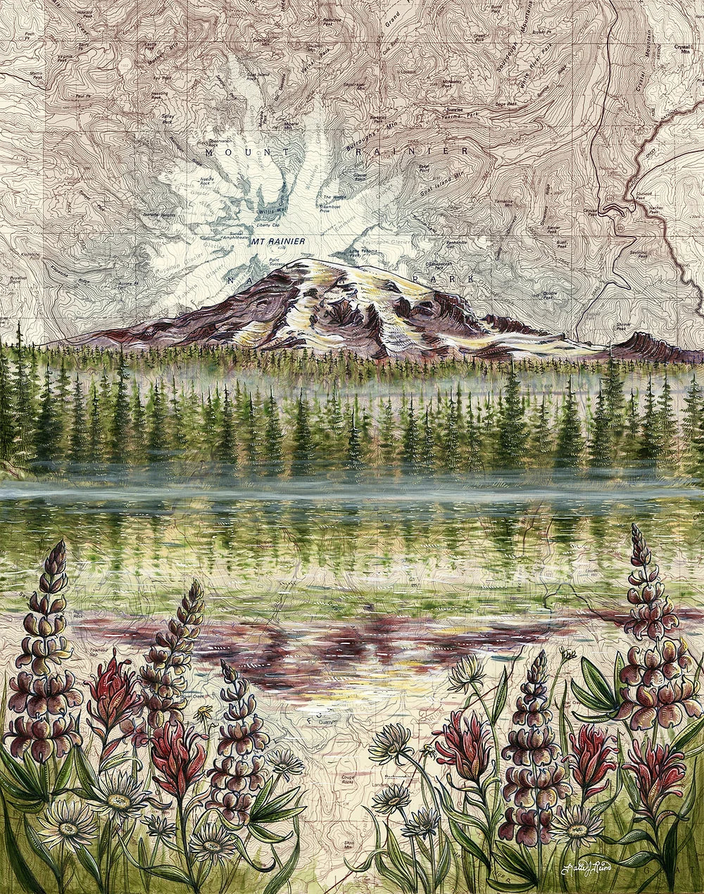 final switchback print of the mount rainier reflections in washington by Katie Jeanne Reim