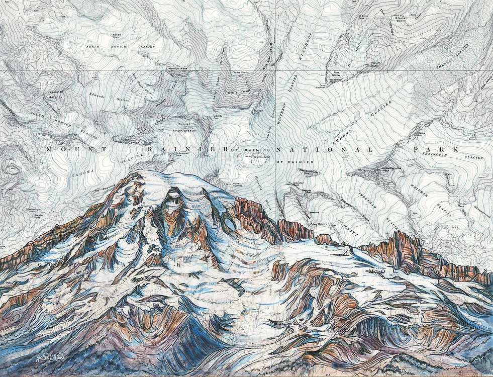 final switchback print of the mount rainier summit in washington by Katie Jeanne Reim
