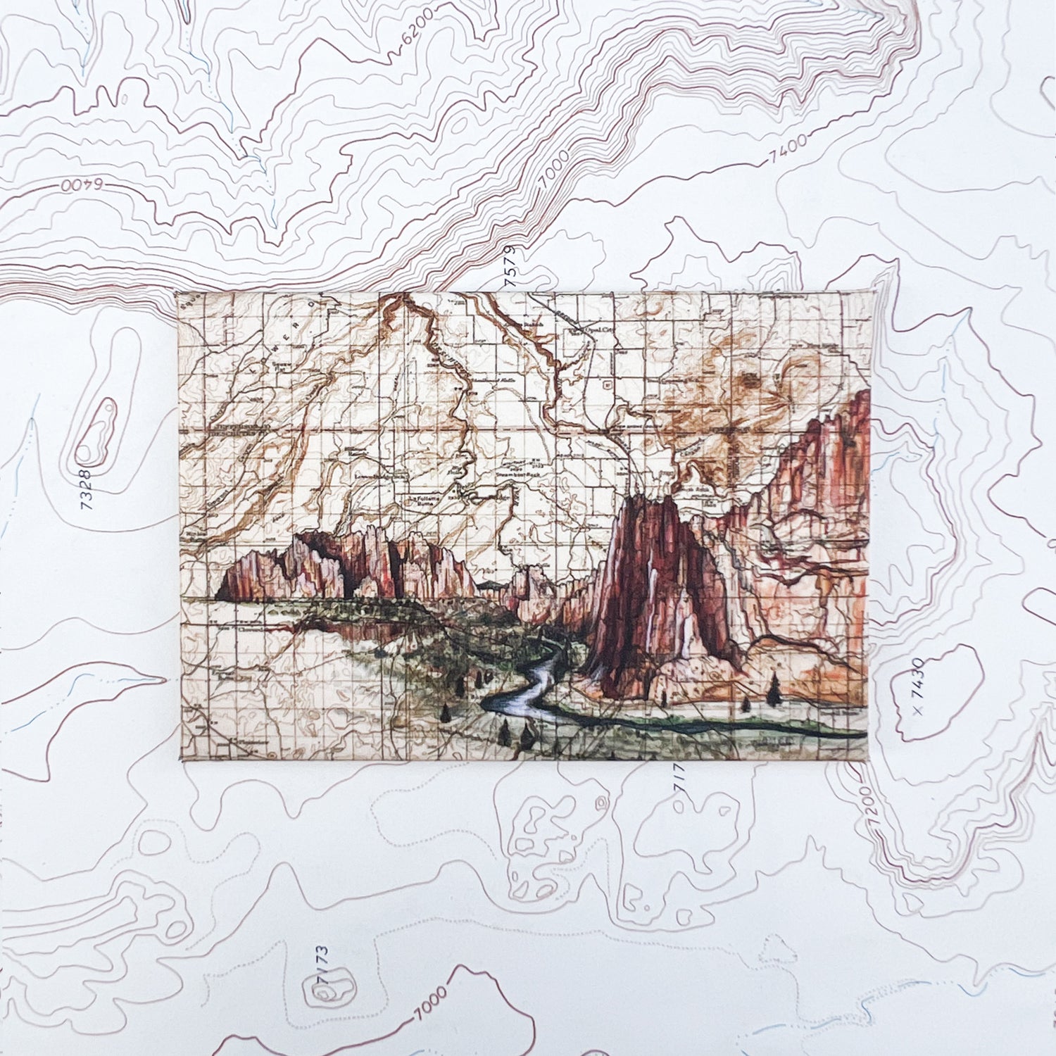a final switchback button magnet featuring Katie Jeanne Reim's bachelor smith rock print