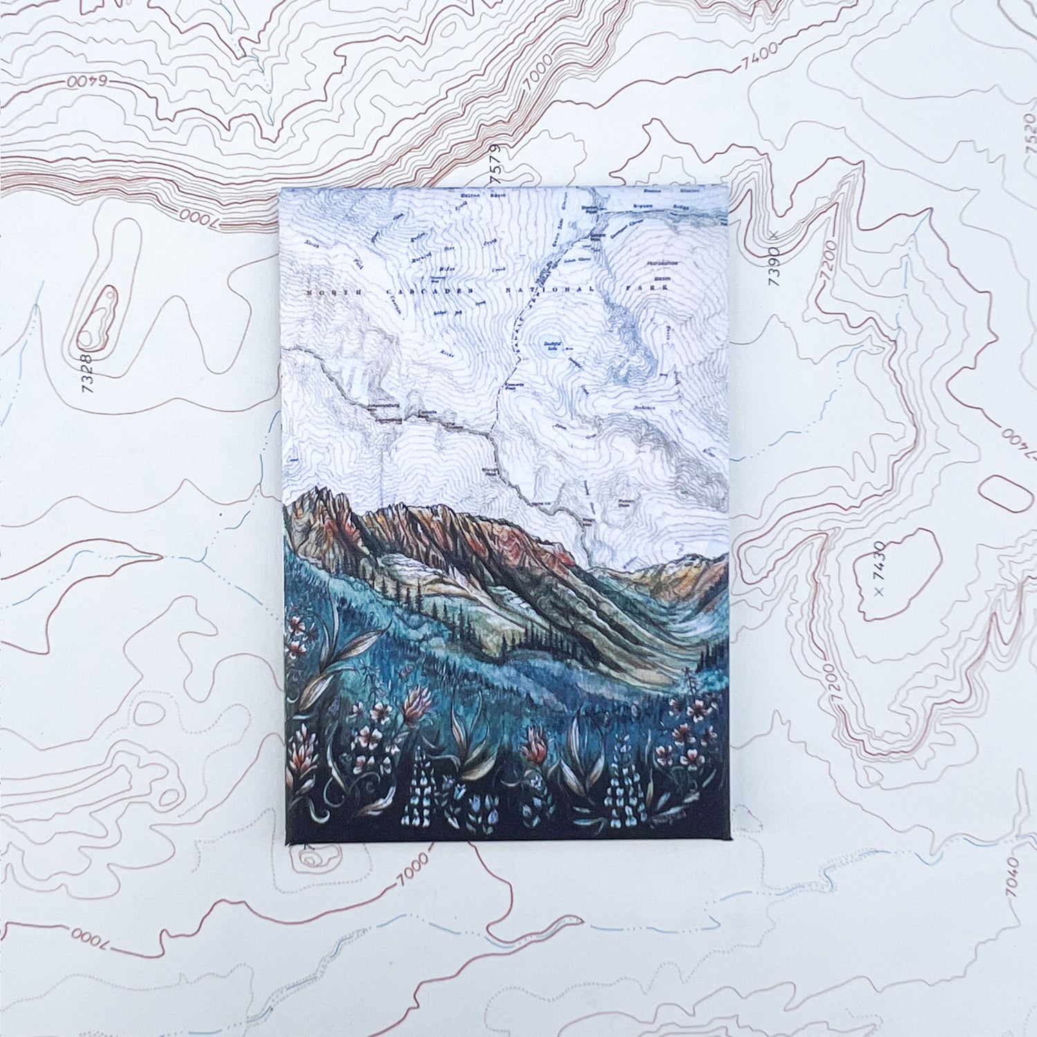 a final switchback button magnet featuring Katie Jeanne Reim&#39;s cascade pass print