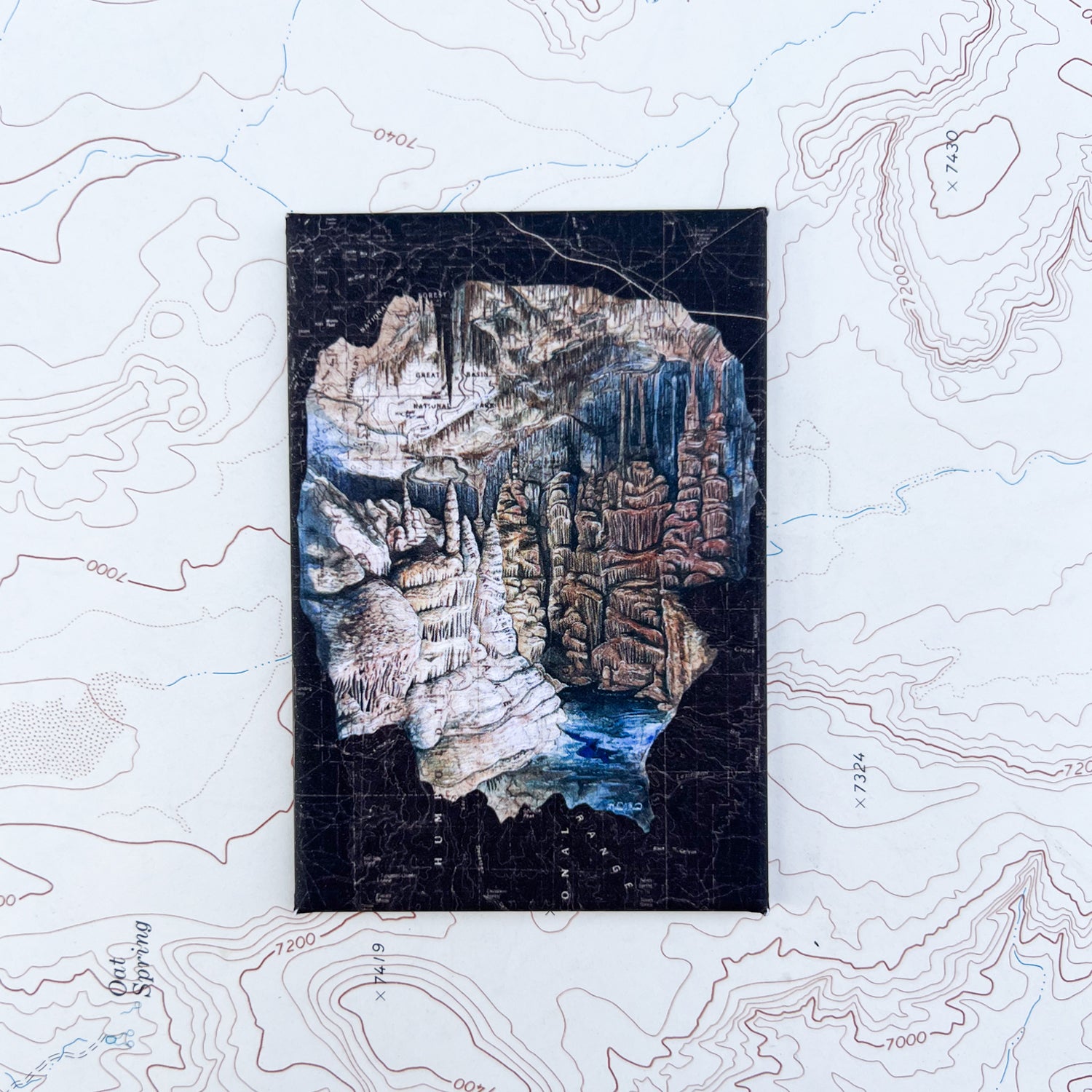 a final switchback button magnet featuring Katie Jeanne Reim's tillamook great basin lehman cabes print