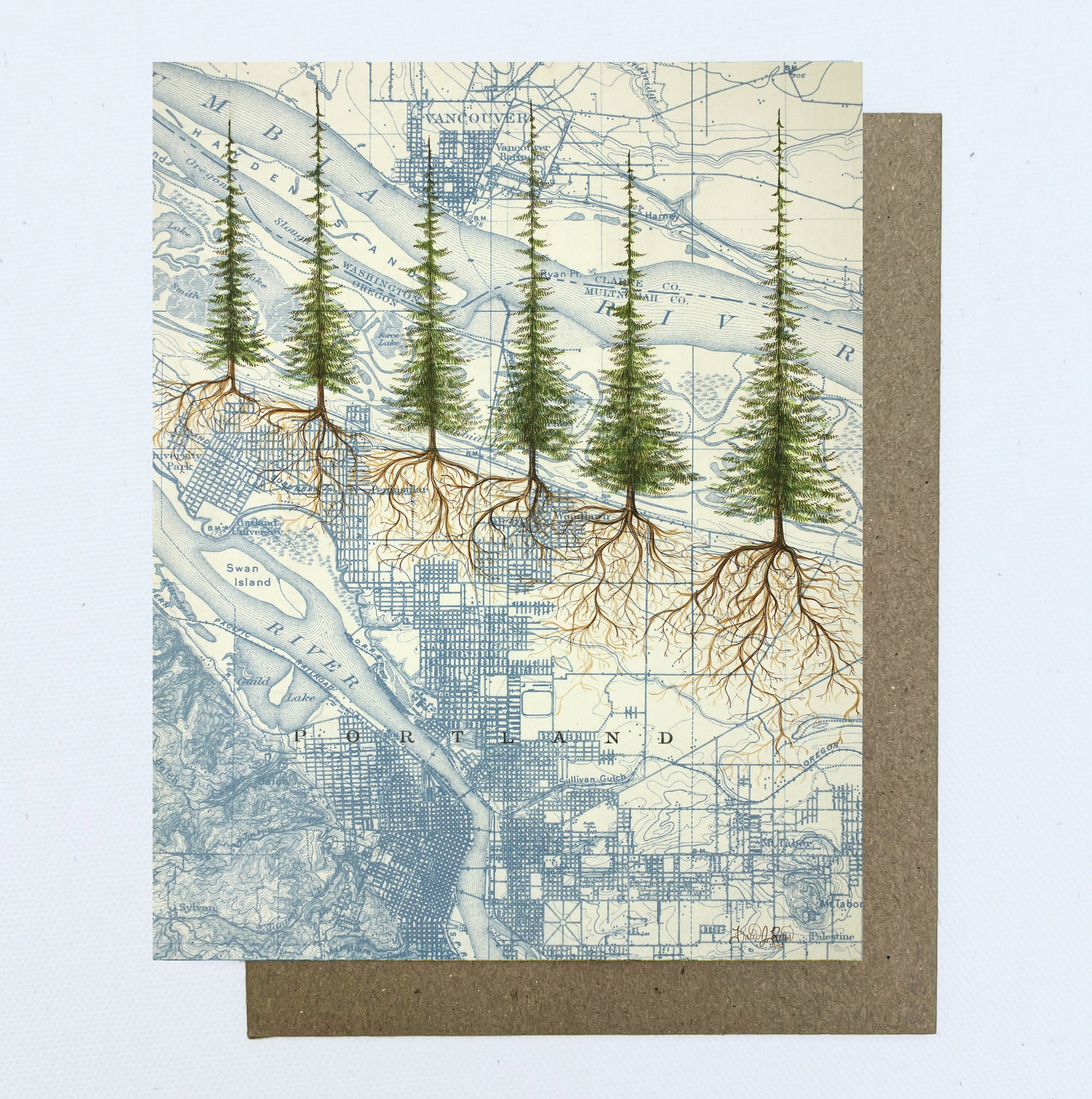 final switchback greeting card featuring Katie Jeanne Reim's Portland roots, Oregon, print