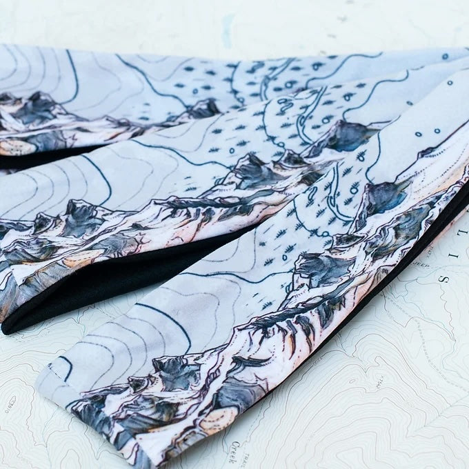 3 final switchback quick dry headbands featuring artist Katie Jeanne Reim&#39;s Ridgeline print