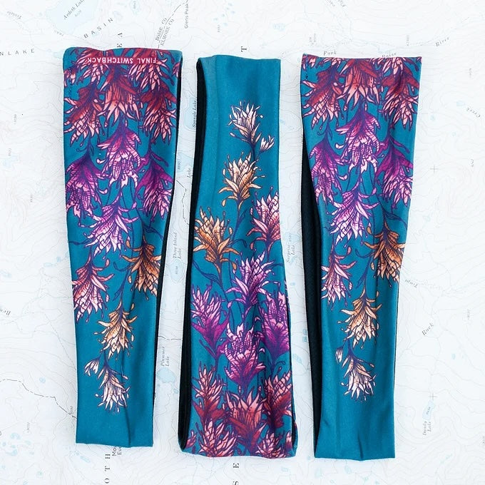 3 final switchback quick dry headbands featuring artist Katie Jeanne Reim's Wild paintbrush print