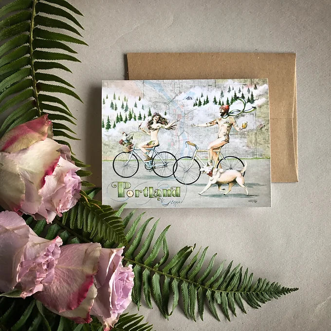 final switchback&#39;s greeting card featuring a taste of Portland print by artist Katie Jeanne Reim