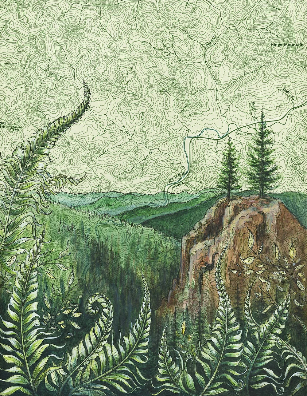 Final Switchback print of tillamook, Oregon, by artist Katie Jeanne Reim