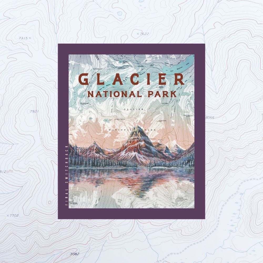 final switchback vinyl waterproof sticker featuring Katie Jeanne Reim's medicine lake print