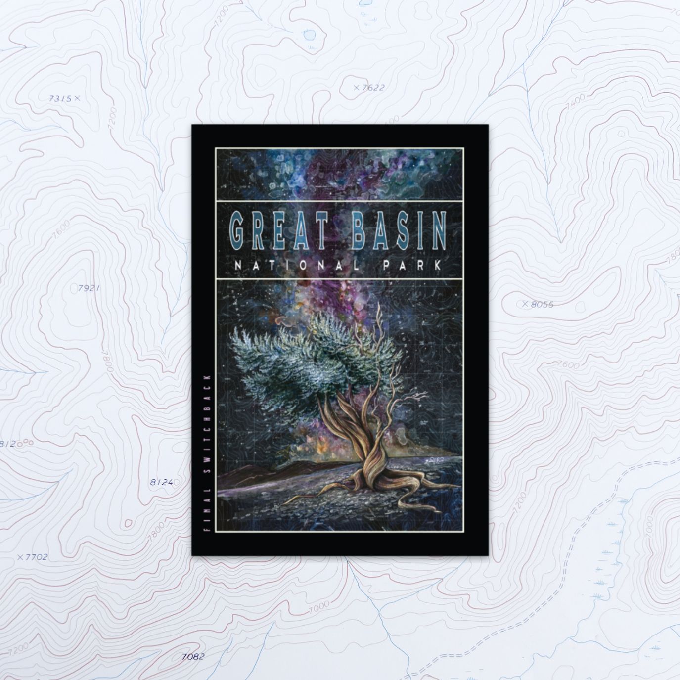 final switchback vinyl waterproof sticker of the great basin bristlecone by Katie Reim