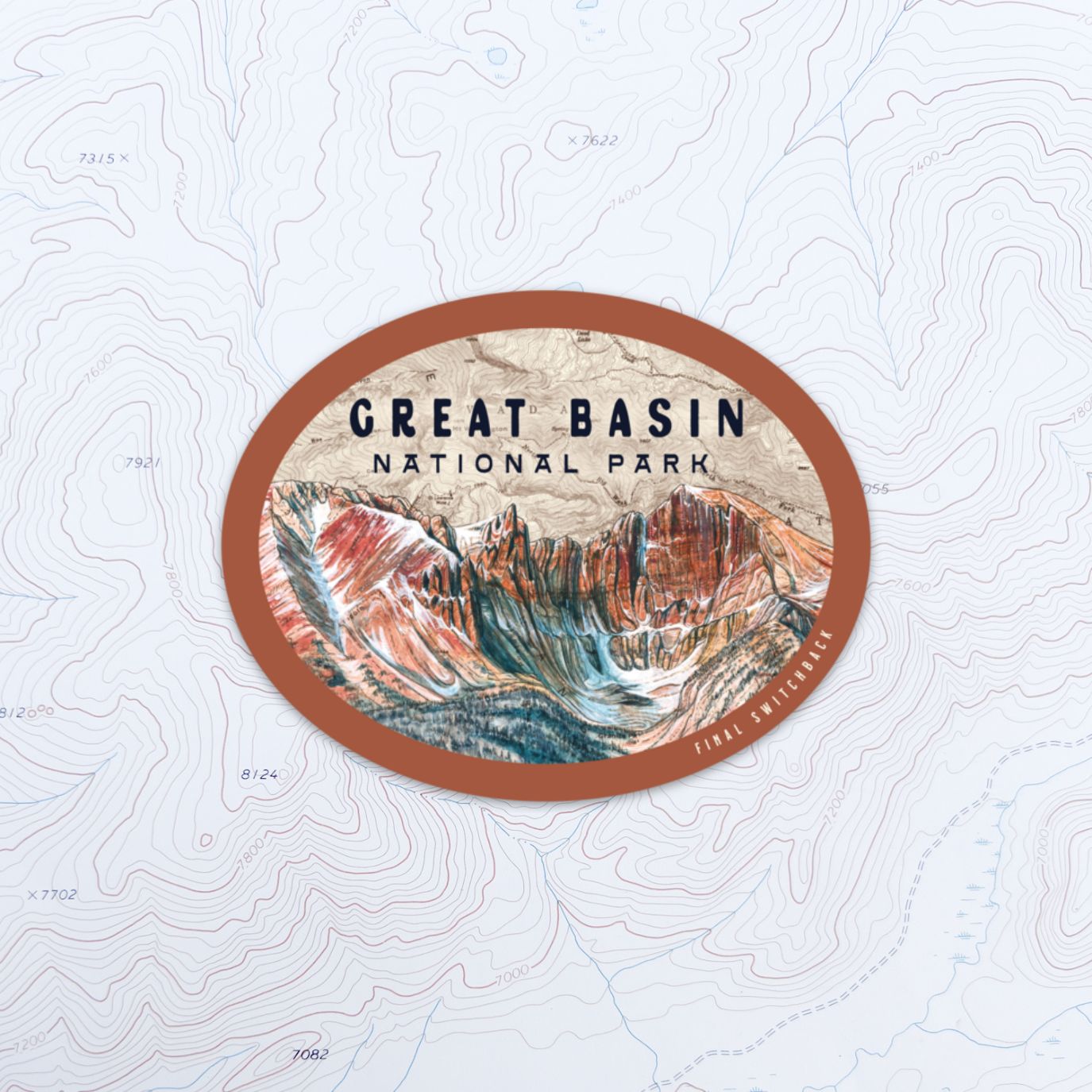 final switchback vinyl waterproof sticker of the great basin wheeler by Katie Reim