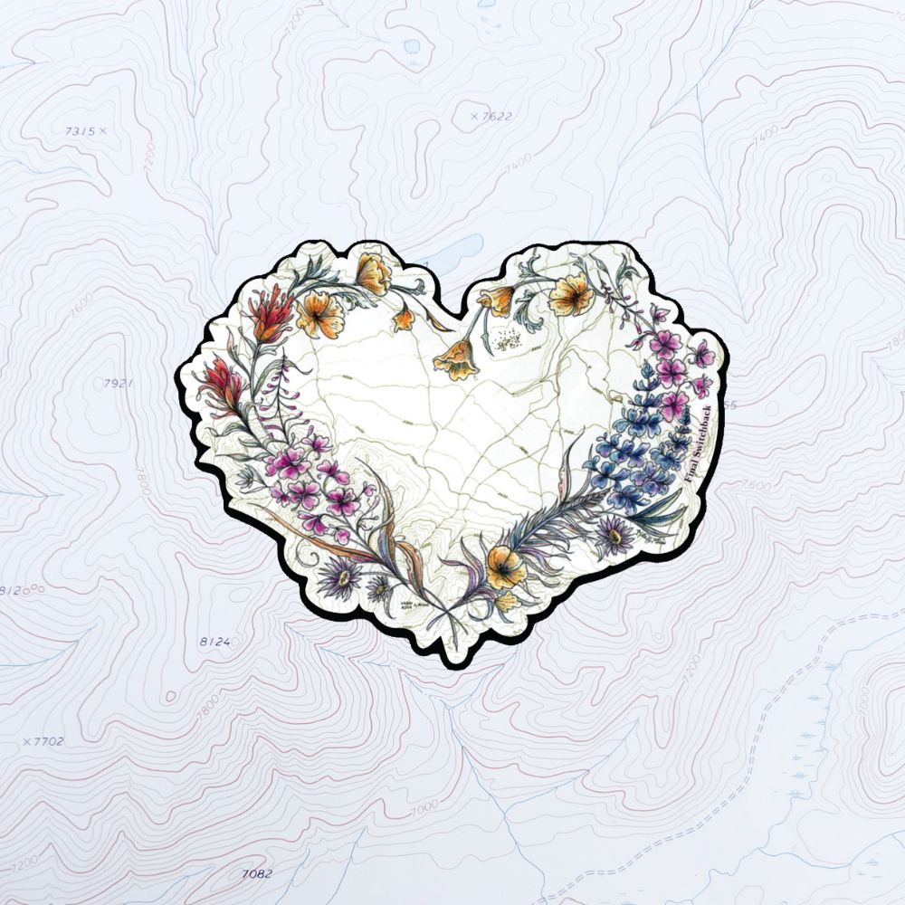 final switchback vinyl waterproof sticker featuring Katie Jeanne Reim's wildheart print