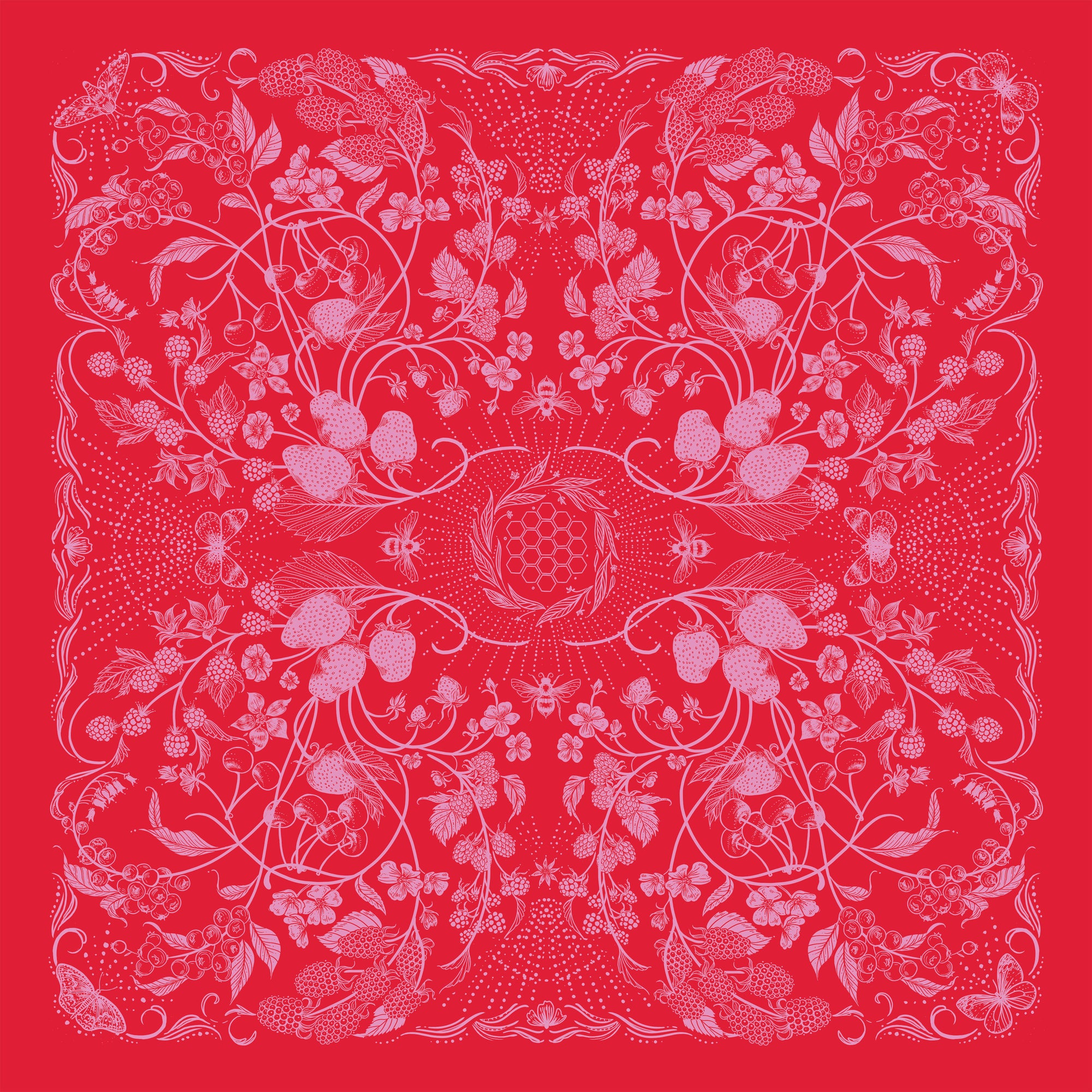 final switchback cotton bandana print in Wildberry red by artist Katie Jeanne Reim